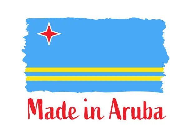 Vector illustration of Made in Aruba - grunge style vector illustration. Flag of Aruba and text isolated on white background
