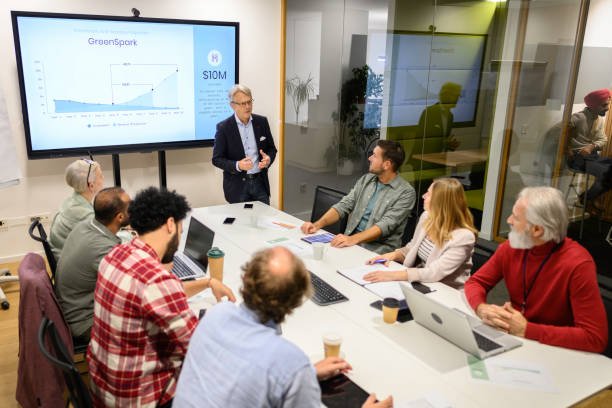 istock Man giving presentation in meeting room 1915184831
