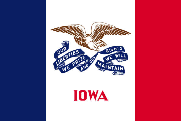 The official current flag of Iowa State USA. State flag of Iowa. Illustration. The official current flag of Iowa State USA. State flag of Iowa. Illustration. iowa flag stock illustrations