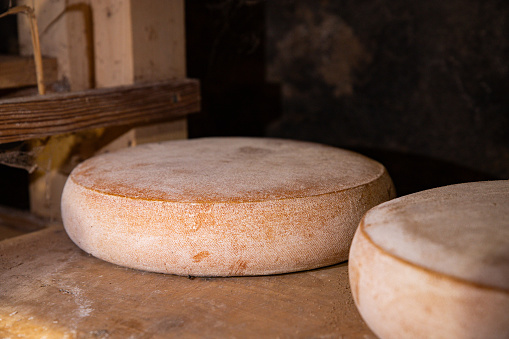 aged cheese in the cellar ready to eat eating cooking appetizer meal food snack on the table copy space food background rustic top view