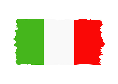 Italy Flag - grunge style vector illustration. Flag of Italy and text isolated on white background
