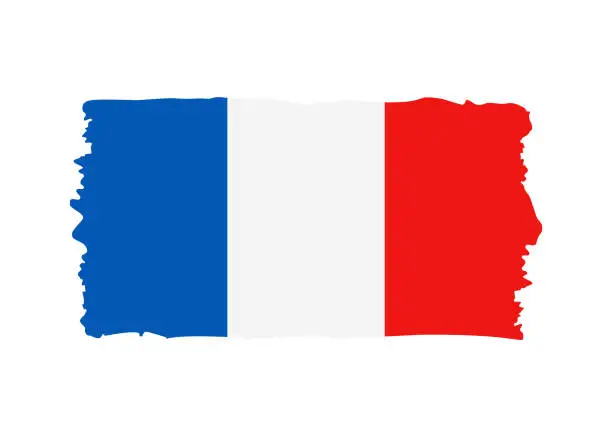 Vector illustration of France Flag - grunge style vector illustration. Flag of France and text isolated on white background