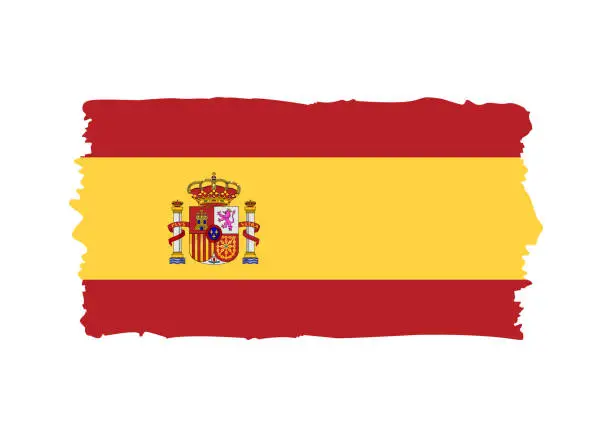 Vector illustration of Spain Flag - grunge style vector illustration. Flag of Spain and text isolated on white background