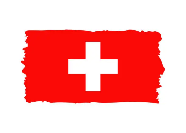 Vector illustration of Switzerland Flag - grunge style vector illustration. Flag of Switzerland and text isolated on white background