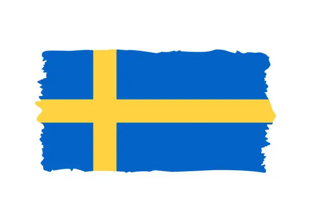 Vector illustration of Sweden Flag - grunge style vector illustration. Flag of Sweden and text isolated on white background