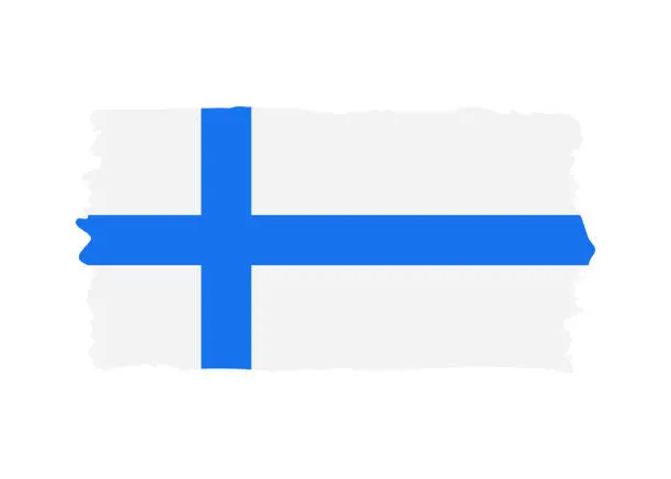 Vector illustration of Finland Flag - grunge style vector illustration. Flag of Finland and text isolated on white background