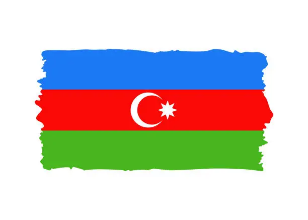 Vector illustration of Azerbaijan Flag - grunge style vector illustration. Flag of Azerbaijan and text isolated on white background