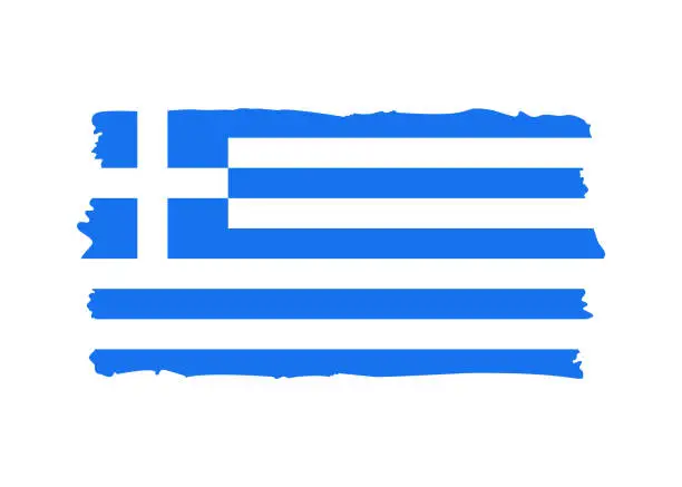 Vector illustration of Greece Flag - grunge style vector illustration. Flag of Greece and text isolated on white background