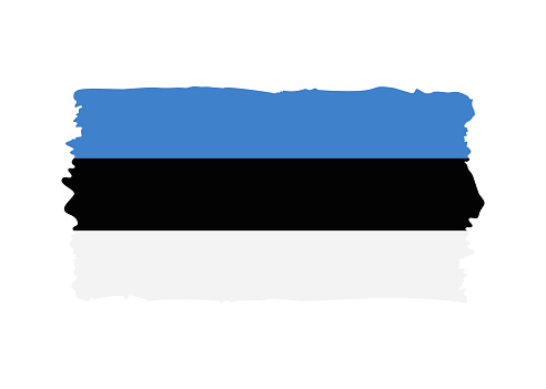Estonia Flag - grunge style vector illustration. Flag of Estonia and text isolated on white background