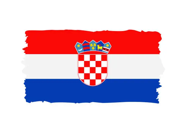 Vector illustration of Croatia Flag - grunge style vector illustration. Flag of Croatia and text isolated on white background