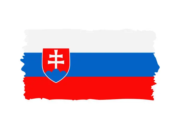 Vector illustration of Slovakia Flag - grunge style vector illustration. Flag of Slovakia and text isolated on white background