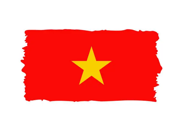 Vector illustration of Vietnam Flag - grunge style vector illustration. Flag of Vietnam and text isolated on white background