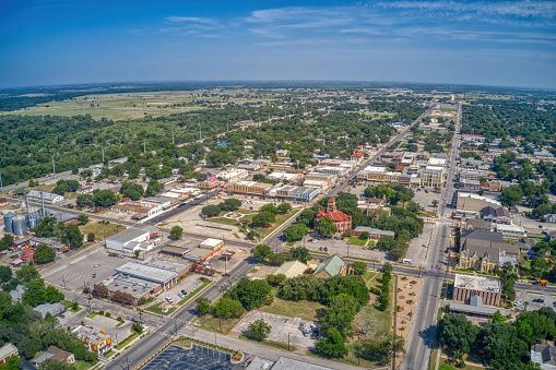 Aerial View of Gonzales, Texas in Summer