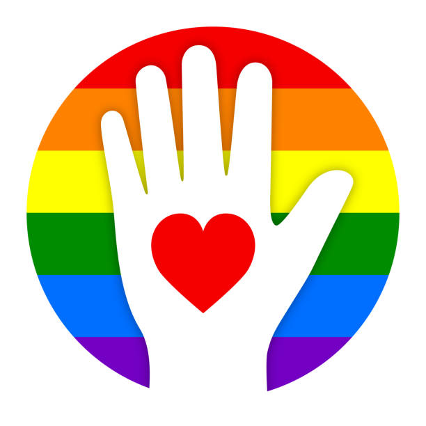 illustrazioni stock, clip art, cartoni animati e icone di tendenza di mano, arcobaleno e cuore - symbols of peace flag gay pride flag banner