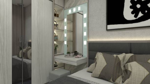istock Modern and Luxury Dressing Table with Display Cabinet and Mirror 1915348092