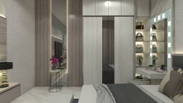 istock Modern Clothes Wardrobe and Accessories Display for Interior Bedroom 1915348098