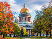 St. Isaac's cathedral in autumn, Saint Petersburg, Russia