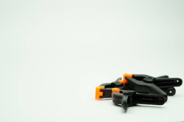 istock Group of plastic string clamps isolated on white background copy space 1915437549