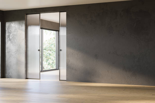 istock Contemporary minimalist empty interior with blank concrete wall. 1915521675