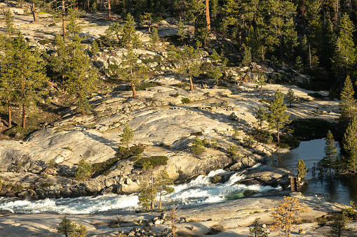 Falls Creek Tumbles Over Granite Below Lake Vernon in Yosemite