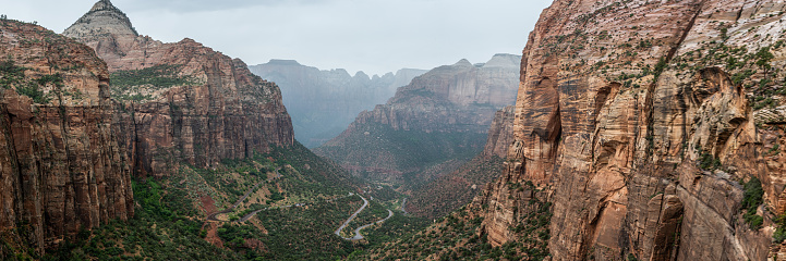 Panoramic View Of Canyon Overlook In Zion National Park