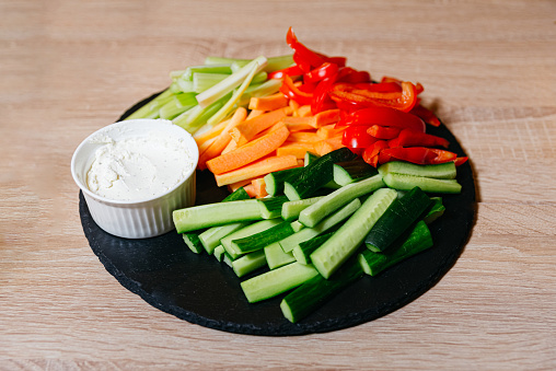 A Colorful Delight: Vegetable Medley with creamy dip