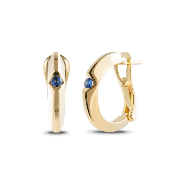 istock Pair of sapphire earrings isolated on white background. 1915604465