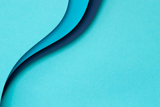 istock Abstract color papers geometry flat lay composition background with blue color lines and shapes. Top view, copy space 1915612457