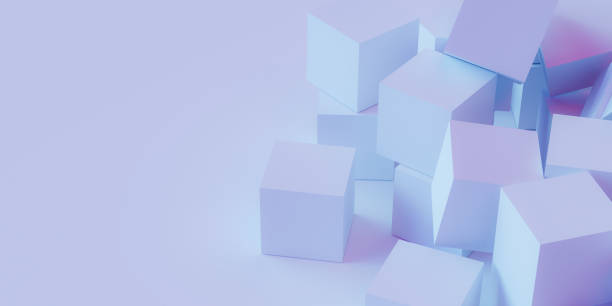 istock Abstract minimalistic arrangement background of white square structures, 3d rendering 1915742570