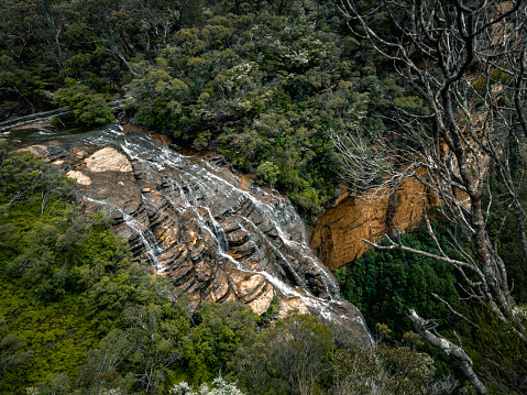 The serene Blue Mountains and Majestic Waterfalls. Nature's Symphony. NSW. Australia. Wentworth Falls. Minnehaha falls. Three sisters.