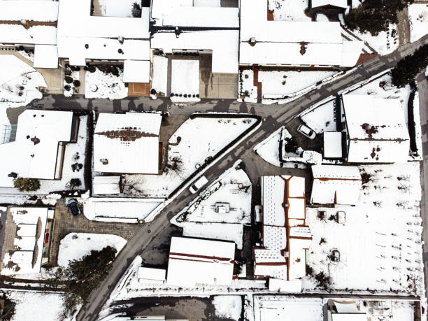 Free Stock Photo of Aerial View of Snow Covered Neighborhood | Download ...