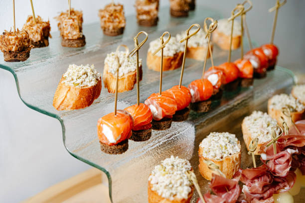 istock Gourmet Canapes Selection on Glass Platter 1915802140