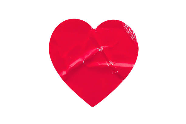 istock Red color heart shape sticker isolated on white background 1915839377