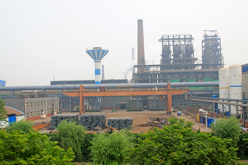 TANGSHAN - JUNE 18: Plant landscape architecture, in an iron and steel enterprises, on June 18, 2014, Tangshan city, Hebei Province, China