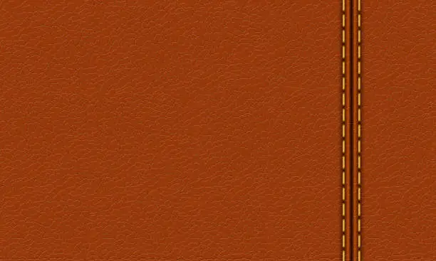 Vector illustration of Brown leather with stitches 1