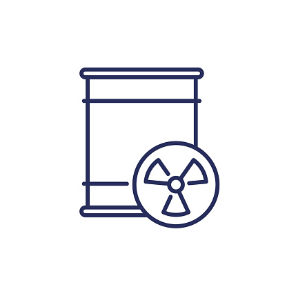 radioactive waste barrel line icon on white