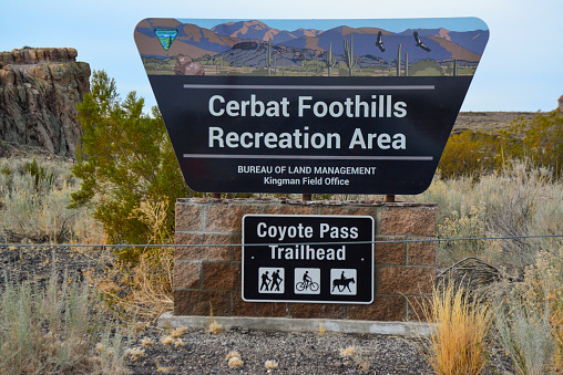 Arizona, USA - Desember 01, 2019: information plate Cerbat Foothills Recreation Area, Arizona