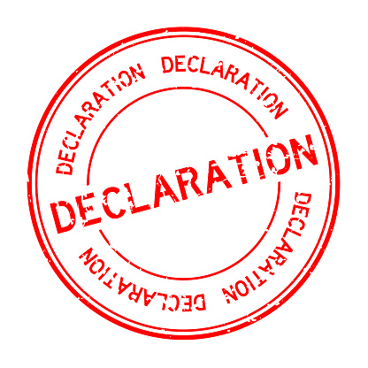 Grunge red declaration word round rubber seal stamp on white background
