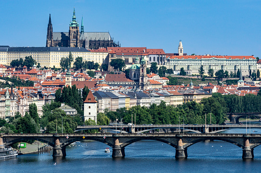 View of Vltava River from Vysehrad. Prague, Chechia