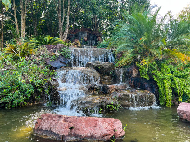 istock Waterfall in the tropical garden in Thailand 1916069637