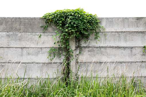 Concrete wall block on the field isolated over a white background