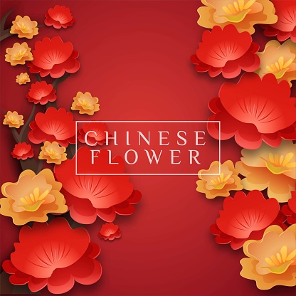 Chinese flower element. for happy new year, decorative, background