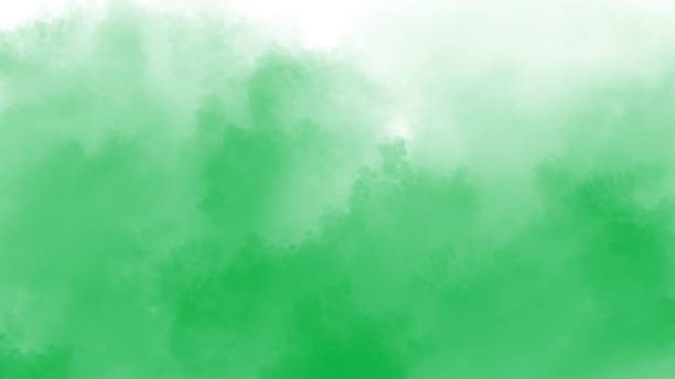 istock Green watercolor on white background 1916181495