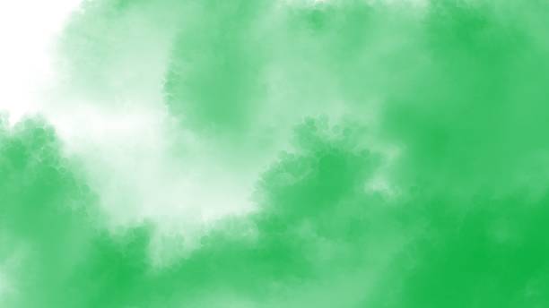 istock Green watercolor on white background 1916182645