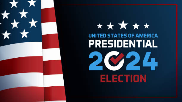 アメリカ合衆国 2024 年の大統領選挙の日。米国の国旗、色、テキストのベクトル背景 - right wing点のイラスト素材／クリップアート素材／マンガ素材／アイコン素材
