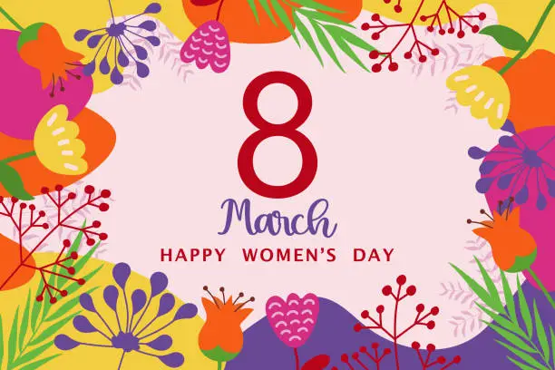 Vector illustration of Happy March 8th holiday. Congratulations on International Women's Day on March 8th.