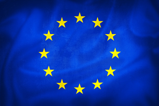 Grunge 3D illustration of European Union flag, concept of EU
