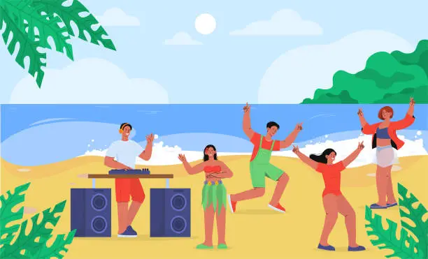 Vector illustration of People with party sea vector