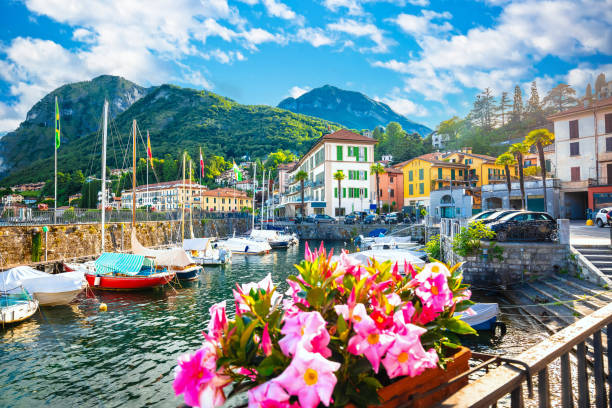 Town of Menaggio on Como lake waterfront view Town of Menaggio on Como lake waterfront view, Lombardy region of Italy 11904 stock pictures, royalty-free photos & images