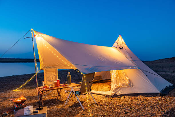 istock Tent and marquee for night camping on the beach 1916233626